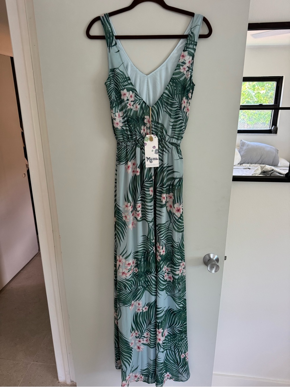 Show Me Your MuMu Mint Green Tropical Maxi Dress with Pink Floral